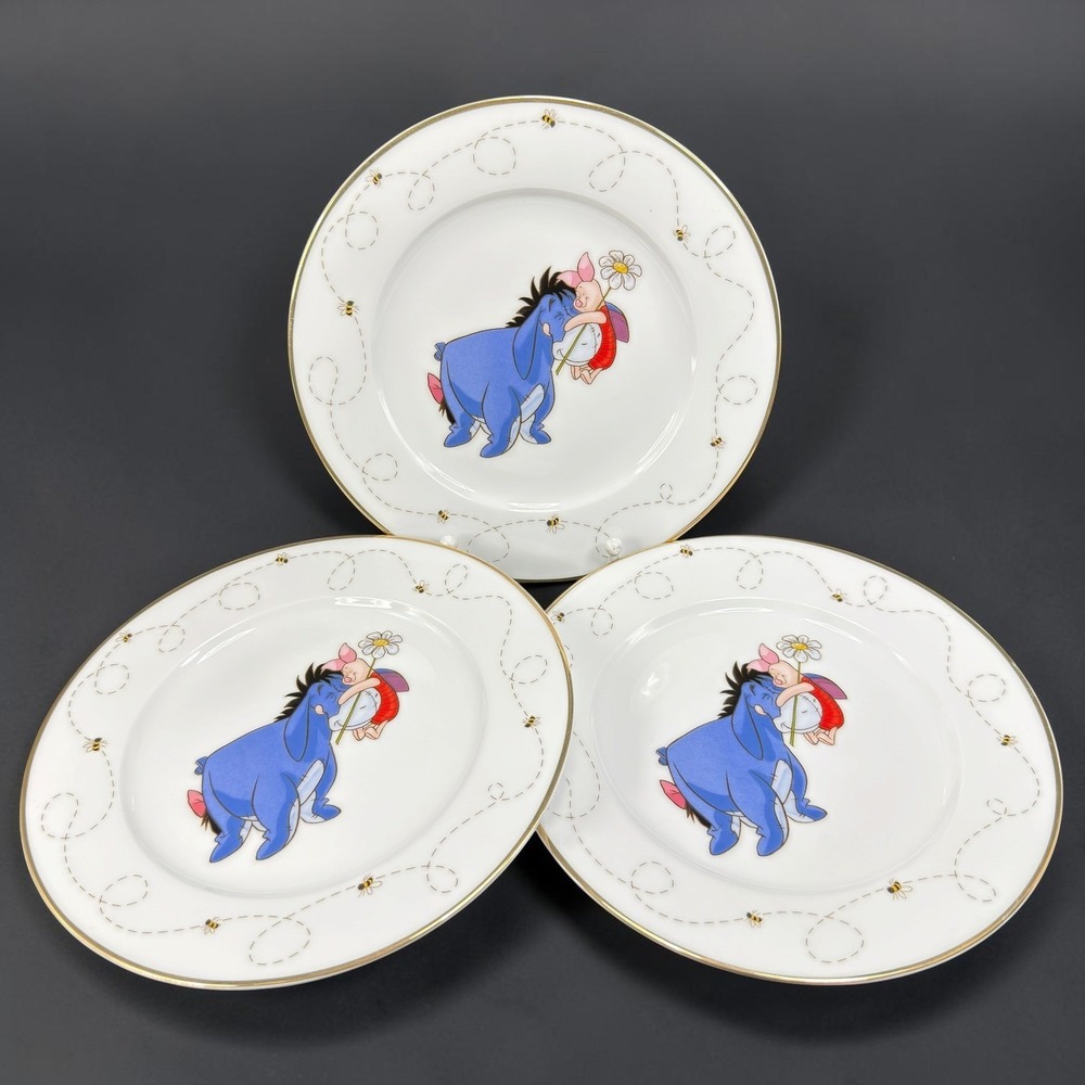 Disney Winnie the Pooh Eeyore Piglet 8inch Dish Plate Zrike Brands‎ Set of 3
